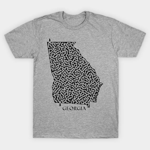 Georgia State Outline Maze & Labyrinth T-Shirt by gorff